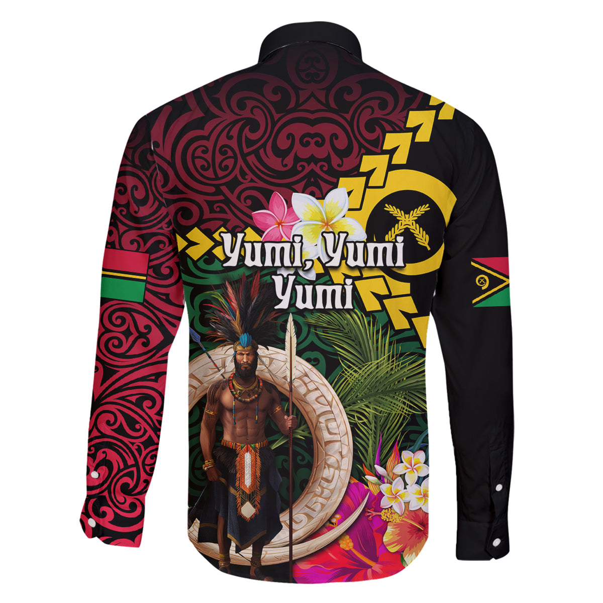 Vanuatu Indipendens Dei Family Matching Summer Maxi Dress and Hawaiian Shirt Boars Tusk and Melanesian Warrior Hibiscus LT03 - Polynesian Pride