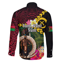 Vanuatu Indipendens Dei Family Matching Summer Maxi Dress and Hawaiian Shirt Boars Tusk and Melanesian Warrior Hibiscus LT03 - Polynesian Pride