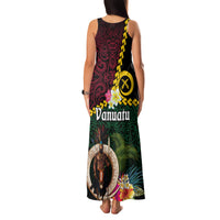 Vanuatu Indipendens Dei Family Matching Tank Maxi Dress and Hawaiian Shirt Boars Tusk and Melanesian Warrior Hibiscus LT03 - Polynesian Pride