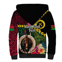 Vanuatu Indipendens Dei Sherpa Hoodie Boars Tusk and Melanesian Warrior Hibiscus