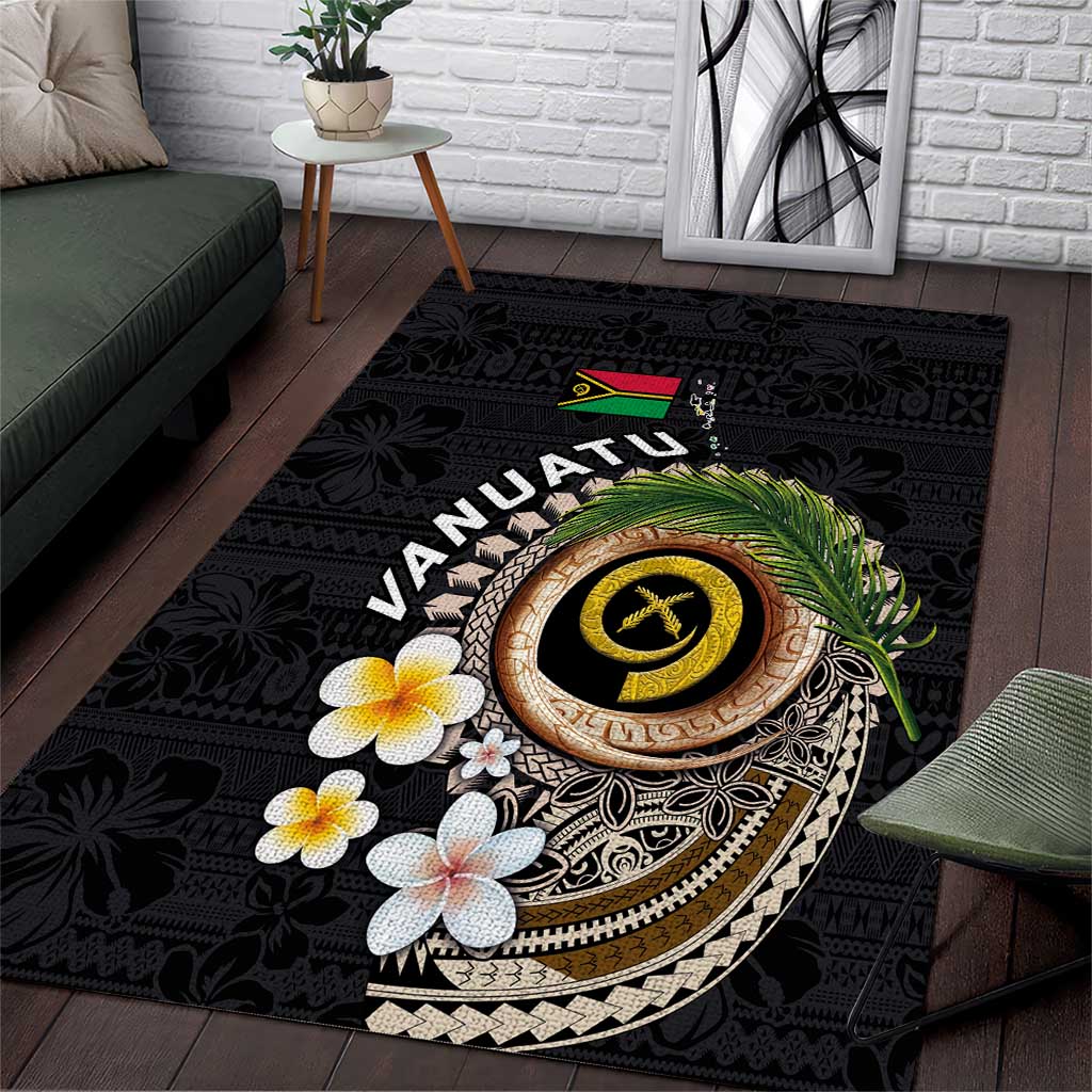 Vanuatu Independence Day Area Rug Melanesian Tribal Pig Tusk with Tropical Plants