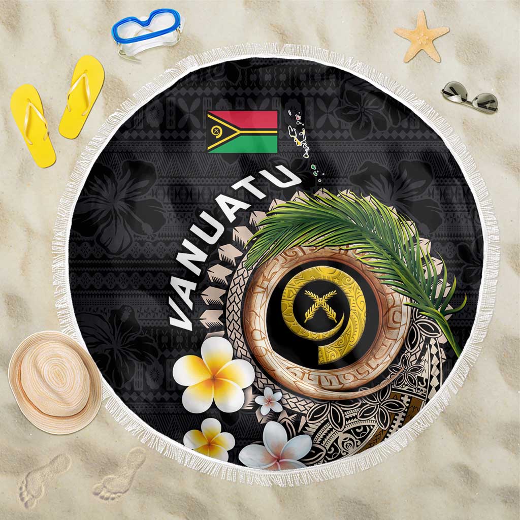 Vanuatu Independence Day Beach Blanket Melanesian Tribal Pig Tusk with Tropical Plants