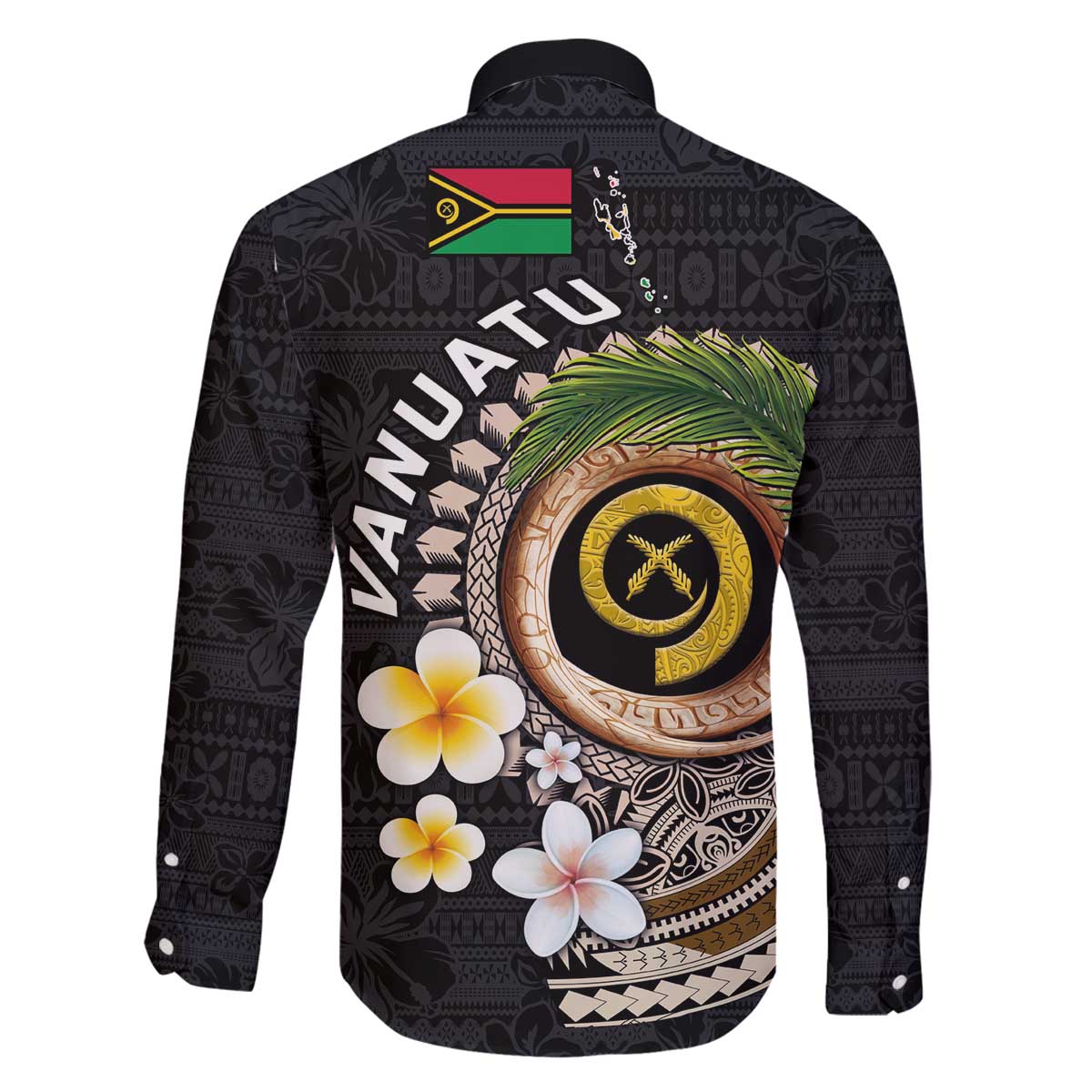 Vanuatu Independence Day Family Matching Off The Shoulder Long Sleeve Dress and Hawaiian Shirt Melanesian Tribal Pig Tusk with Tropical Plants