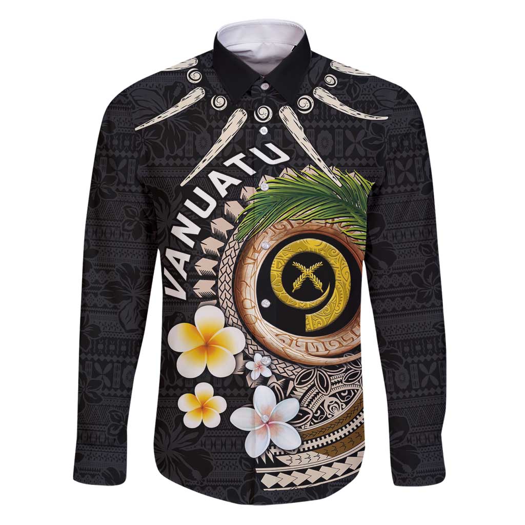 Vanuatu Independence Day Family Matching Puletasi and Hawaiian Shirt Melanesian Tribal Pig Tusk with Tropical Plants