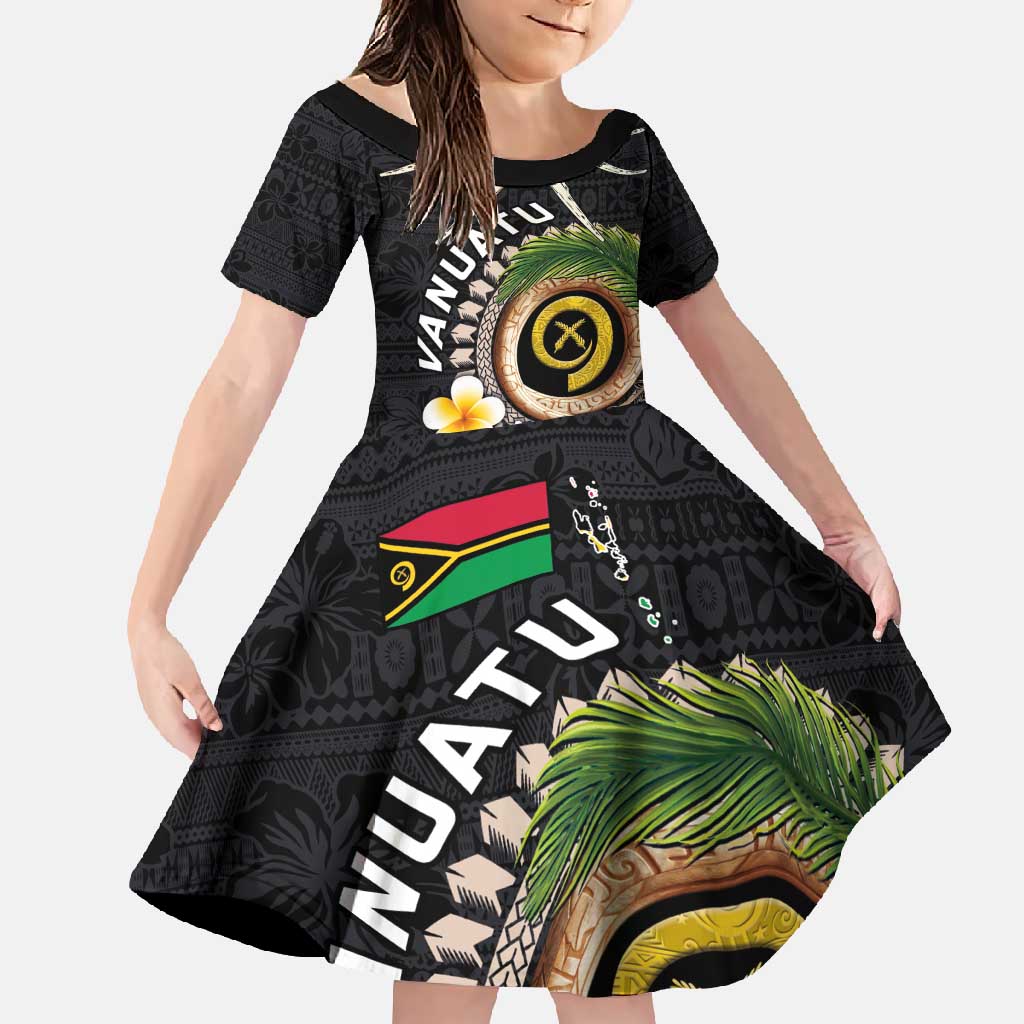 Vanuatu Independence Day Family Matching Short Sleeve Bodycon Dress and Hawaiian Shirt Melanesian Tribal Pig Tusk with Tropical Plants