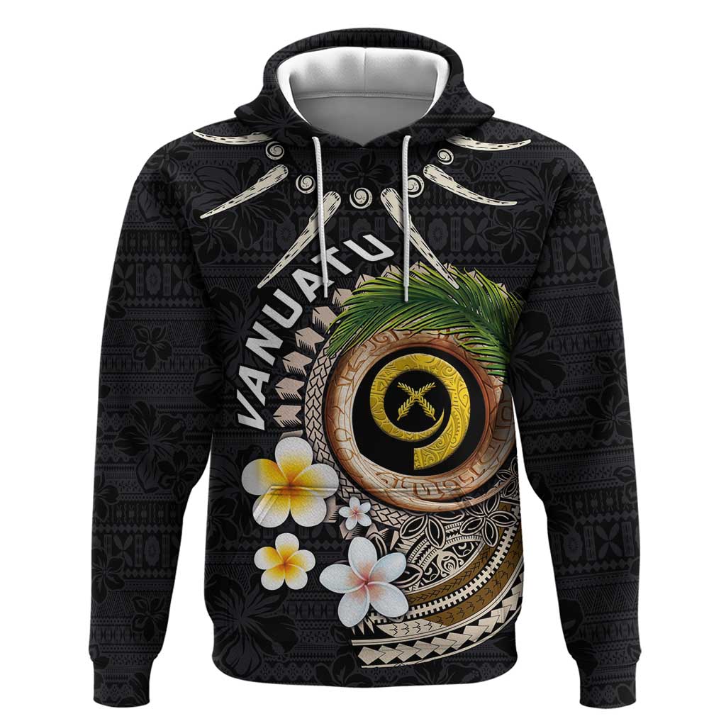 Vanuatu Independence Day Hoodie Melanesian Tribal Pig Tusk with Tropical Plants