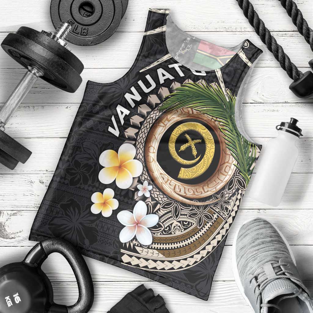 Vanuatu Independence Day Men Tank Top Melanesian Tribal Pig Tusk with Tropical Plants LT03 - Polynesian Pride