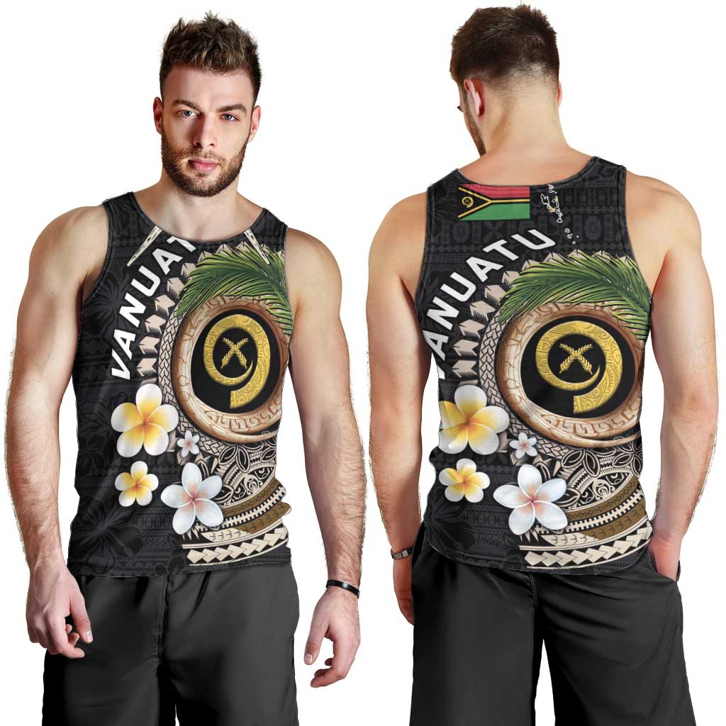 Vanuatu Independence Day Men Tank Top Melanesian Tribal Pig Tusk with Tropical Plants LT03 - Polynesian Pride