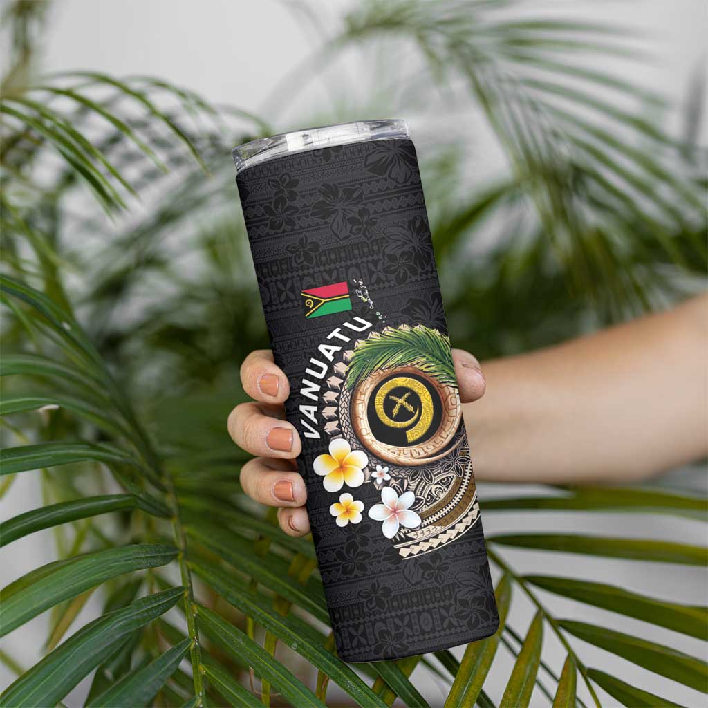 Vanuatu Independence Day Skinny Tumbler Melanesian Tribal Pig Tusk with Tropical Plants