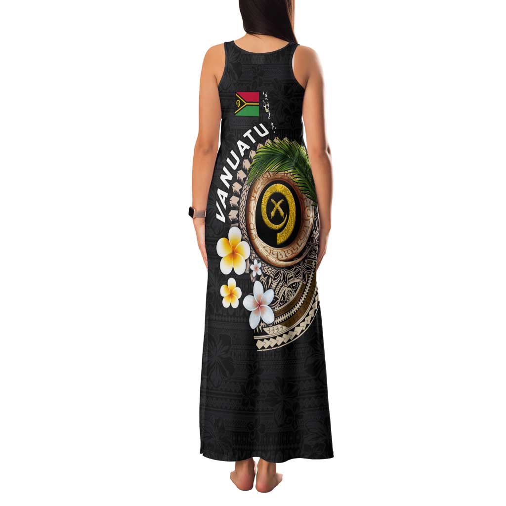 Vanuatu Independence Day Tank Maxi Dress Melanesian Tribal Pig Tusk with Tropical Plants LT03 - Polynesian Pride