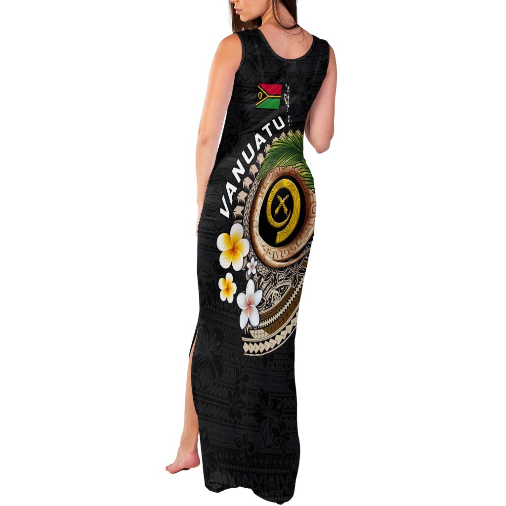 Vanuatu Independence Day Tank Maxi Dress Melanesian Tribal Pig Tusk with Tropical Plants LT03 - Polynesian Pride