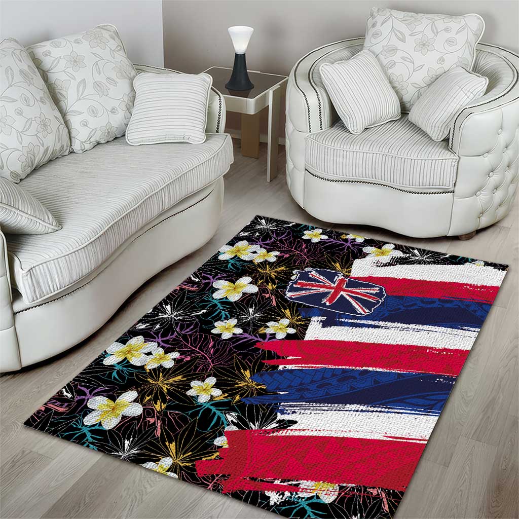 Hawaiian Flag Day Area Rug Tropical Flowers and Leaves