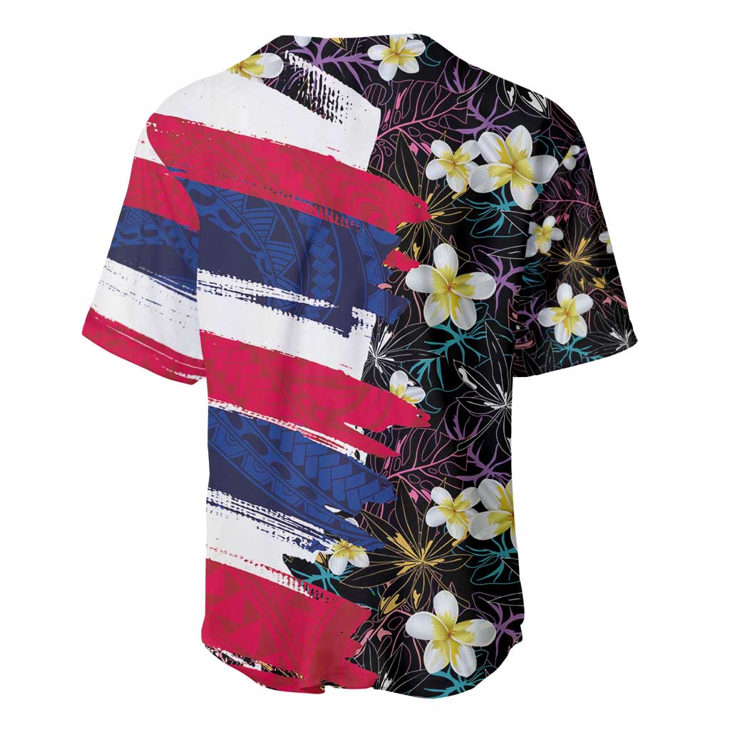 Hawaiian Flag Day Baseball Jersey Tropical Flowers and Leaves