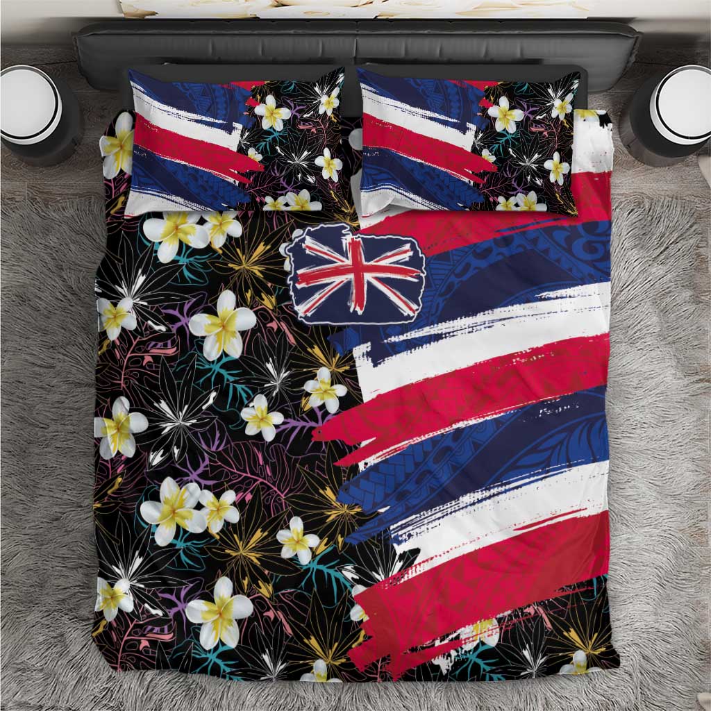 Hawaiian Flag Day Bedding Set Tropical Flowers and Leaves