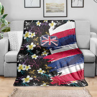 Hawaiian Flag Day Blanket Tropical Flowers and Leaves