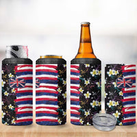 Hawaiian Flag Day 4 in 1 Can Cooler Tumbler Tropical Flowers and Leaves