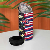 Hawaiian Flag Day 4 in 1 Can Cooler Tumbler Tropical Flowers and Leaves