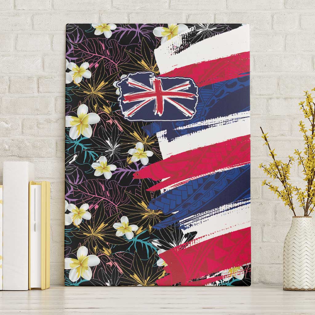 Hawaiian Flag Day Canvas Wall Art Tropical Flowers and Leaves