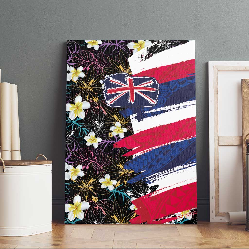Hawaiian Flag Day Canvas Wall Art Tropical Flowers and Leaves