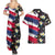 Hawaiian Flag Day Couples Matching Summer Maxi Dress and Hawaiian Shirt Tropical Flowers and Leaves