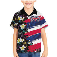 Hawaiian Flag Day Family Matching Mermaid Dress and Hawaiian Shirt Tropical Flowers and Leaves