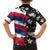 Hawaiian Flag Day Family Matching Off The Shoulder Long Sleeve Dress and Hawaiian Shirt Tropical Flowers and Leaves