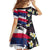 Hawaiian Flag Day Family Matching Off The Shoulder Long Sleeve Dress and Hawaiian Shirt Tropical Flowers and Leaves
