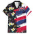 Hawaiian Flag Day Family Matching Off The Shoulder Long Sleeve Dress and Hawaiian Shirt Tropical Flowers and Leaves