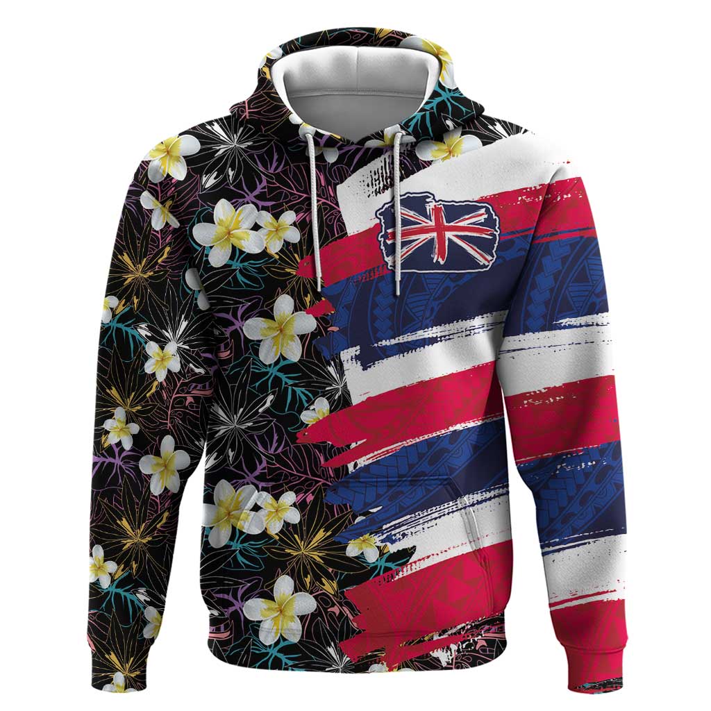 Hawaiian Flag Day Hoodie Tropical Flowers and Leaves