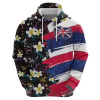 Hawaiian Flag Day Hoodie Tropical Flowers and Leaves