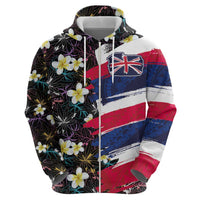 Hawaiian Flag Day Hoodie Tropical Flowers and Leaves