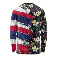 Hawaiian Flag Day Long Sleeve Shirt Tropical Flowers and Leaves