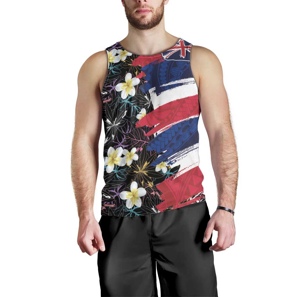 Hawaiian Flag Day Men Tank Top Tropical Flowers and Leaves