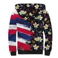Hawaiian Flag Day Sherpa Hoodie Tropical Flowers and Leaves