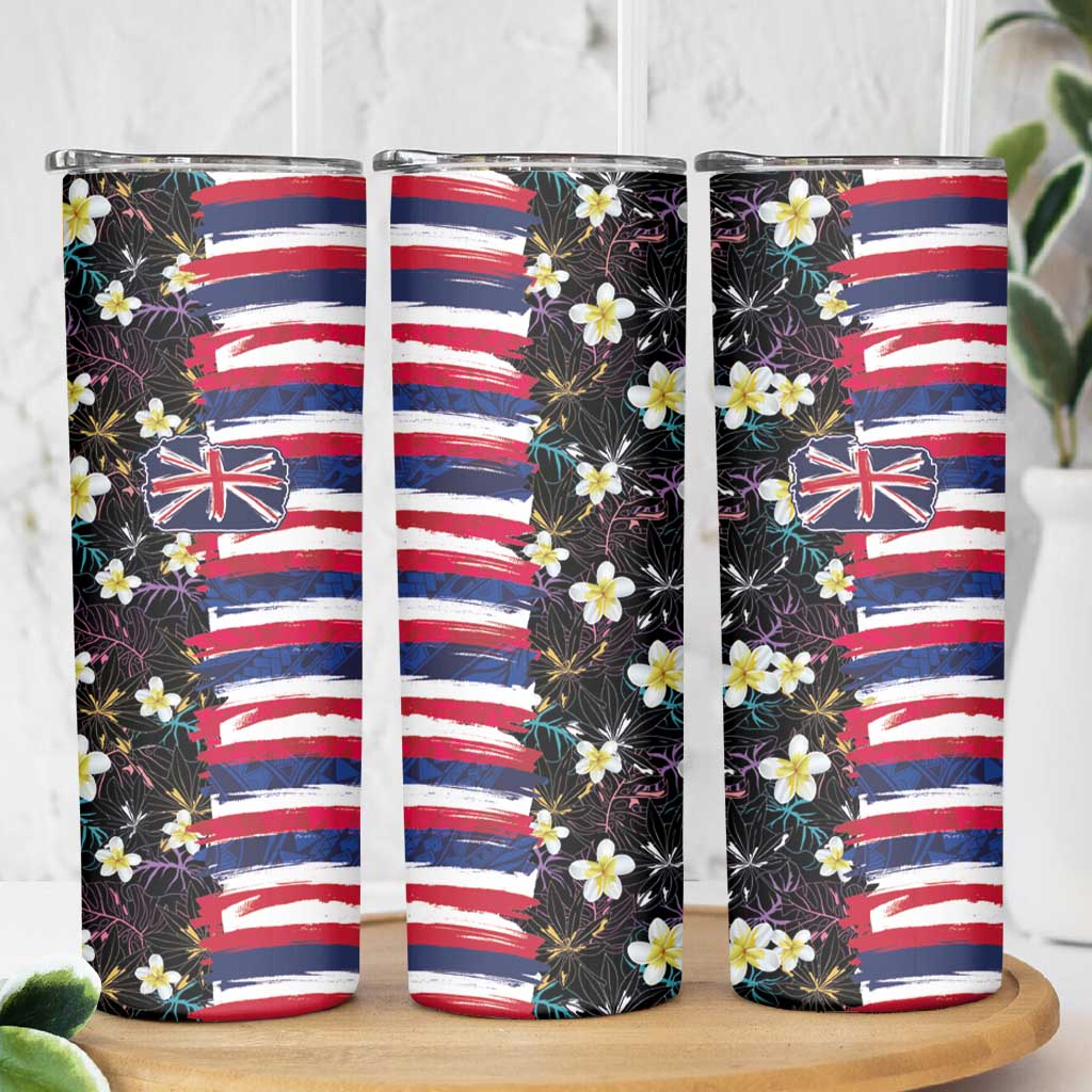 Hawaiian Flag Day Skinny Tumbler Tropical Flowers and Leaves
