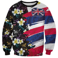 Hawaiian Flag Day Sweatshirt Tropical Flowers and Leaves