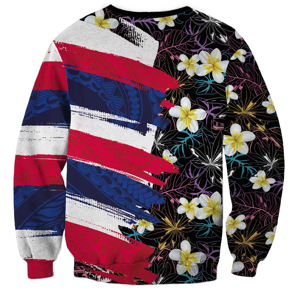 Hawaiian Flag Day Sweatshirt Tropical Flowers and Leaves