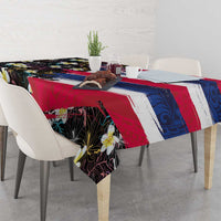 Hawaiian Flag Day Tablecloth Tropical Flowers and Leaves