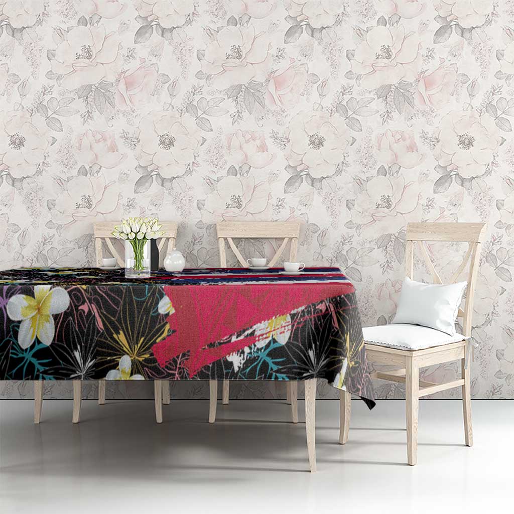 Hawaiian Flag Day Tablecloth Tropical Flowers and Leaves