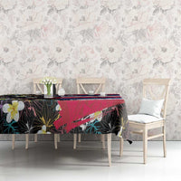 Hawaiian Flag Day Tablecloth Tropical Flowers and Leaves