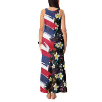Hawaiian Flag Day Tank Maxi Dress Tropical Flowers and Leaves
