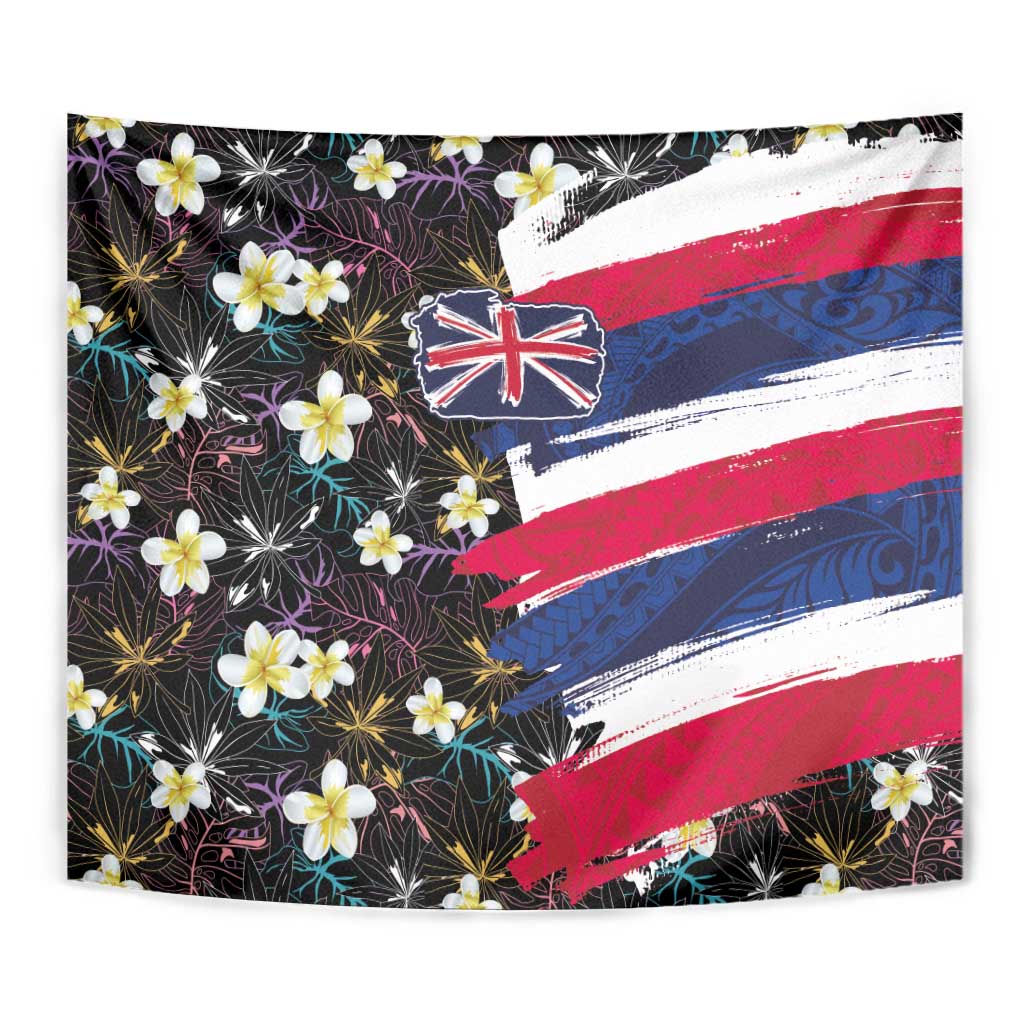 Hawaiian Flag Day Tapestry Tropical Flowers and Leaves