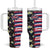 Hawaiian Flag Day Tumbler With Handle Tropical Flowers and Leaves