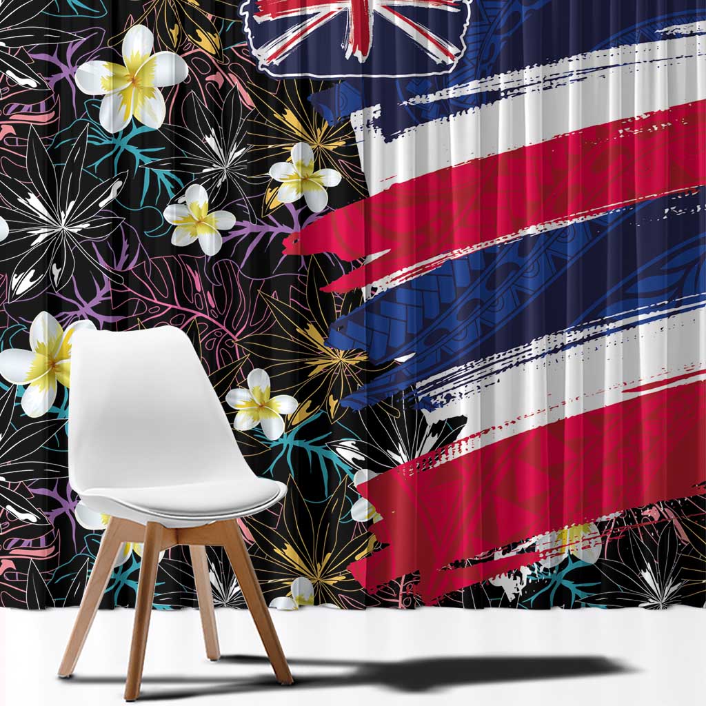 Hawaiian Flag Day Window Curtain Tropical Flowers and Leaves LT03 - Polynesian Pride