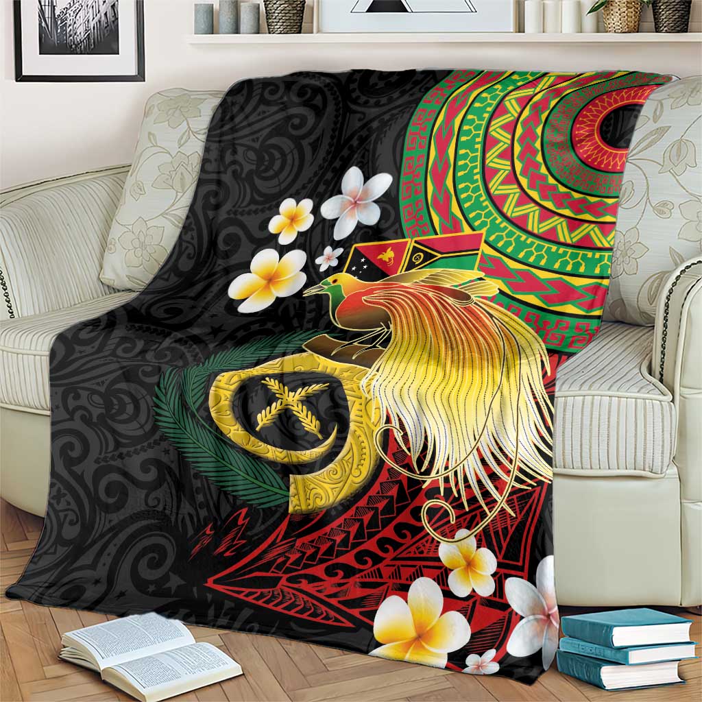 Vanuatu and Papua New Guinea Together Blanket Bird-of-paradise and Pig Tusk Melanesian Pattern