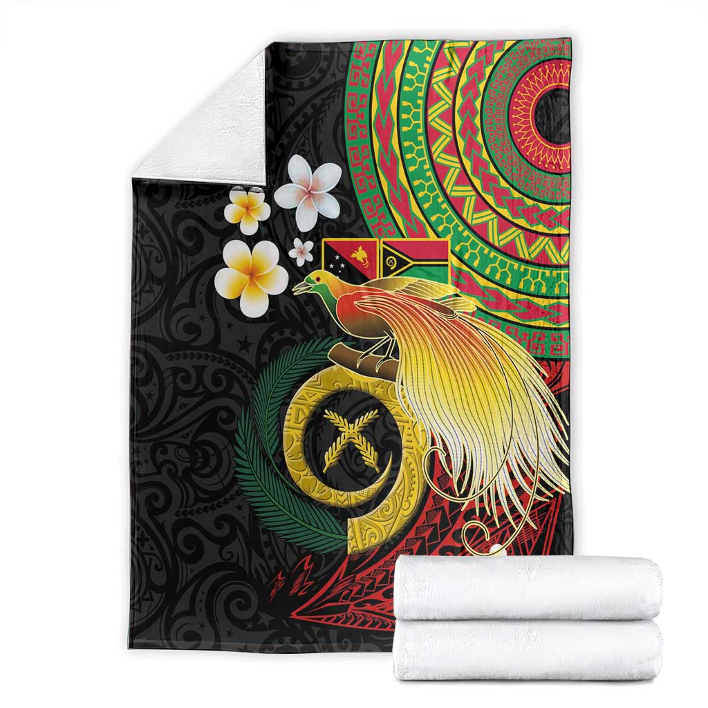 Vanuatu and Papua New Guinea Together Blanket Bird-of-paradise and Pig Tusk Melanesian Pattern