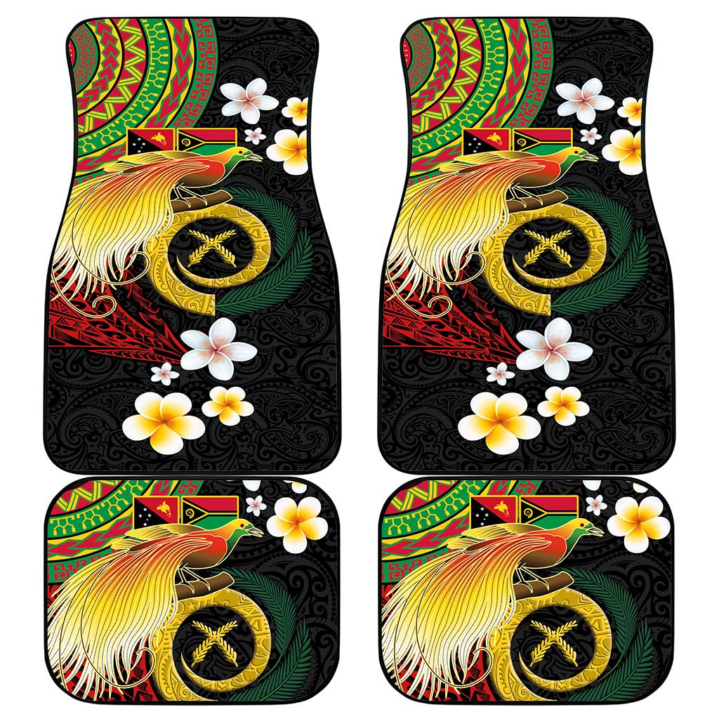 Vanuatu and Papua New Guinea Together Car Mats Bird-of-paradise and Pig Tusk Melanesian Pattern LT03 - Polynesian Pride