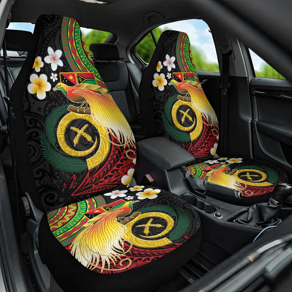 Vanuatu and Papua New Guinea Together Car Seat Cover Bird-of-paradise and Pig Tusk Melanesian Pattern