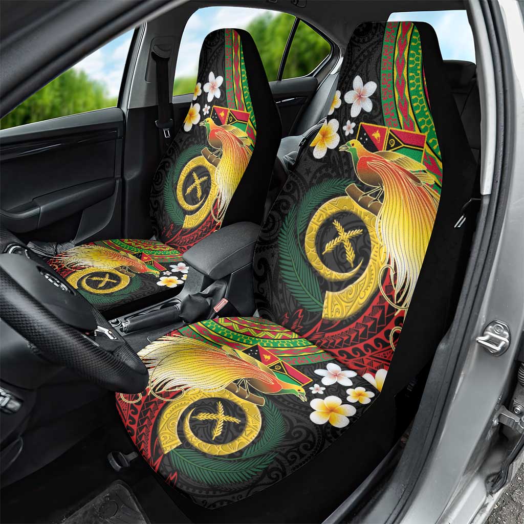 Vanuatu and Papua New Guinea Together Car Seat Cover Bird-of-paradise and Pig Tusk Melanesian Pattern