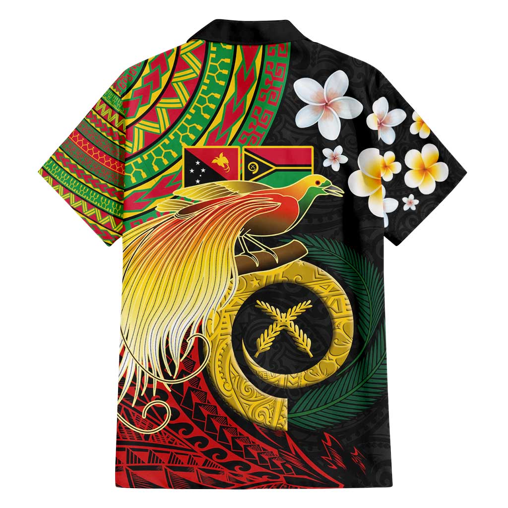 Vanuatu and Papua New Guinea Together Family Matching Long Sleeve Bodycon Dress and Hawaiian Shirt Bird-of-paradise and Pig Tusk Melanesian Pattern